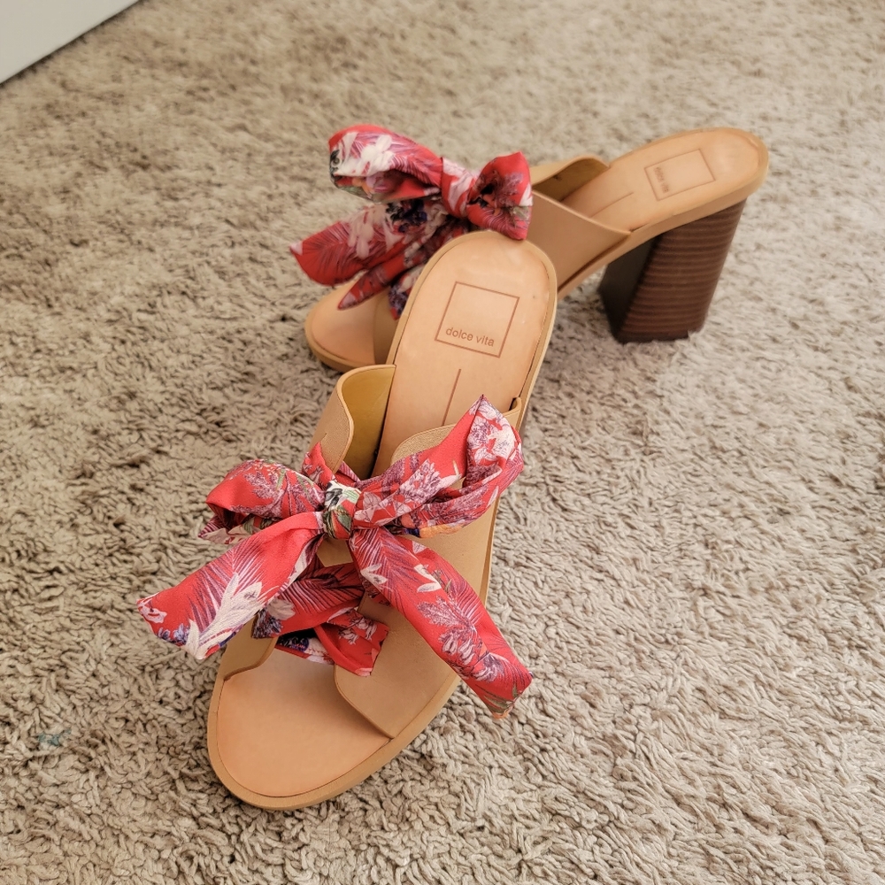 New Dolce Vita Aleeya Block Heels‎ High Heel Leather Sandals Floral Size 10 M - Picture 11 of 14